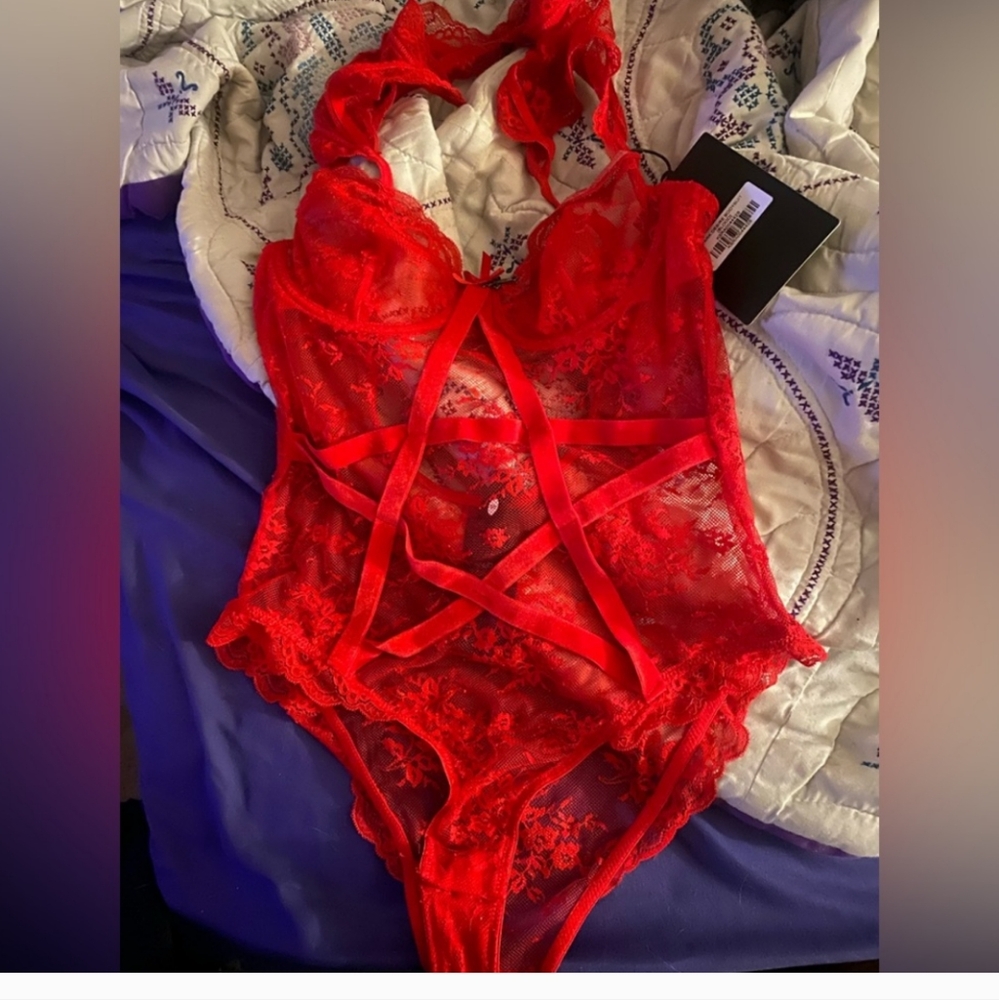 NWT Killstar Red Lace Bodysuit/Lingerie Size M